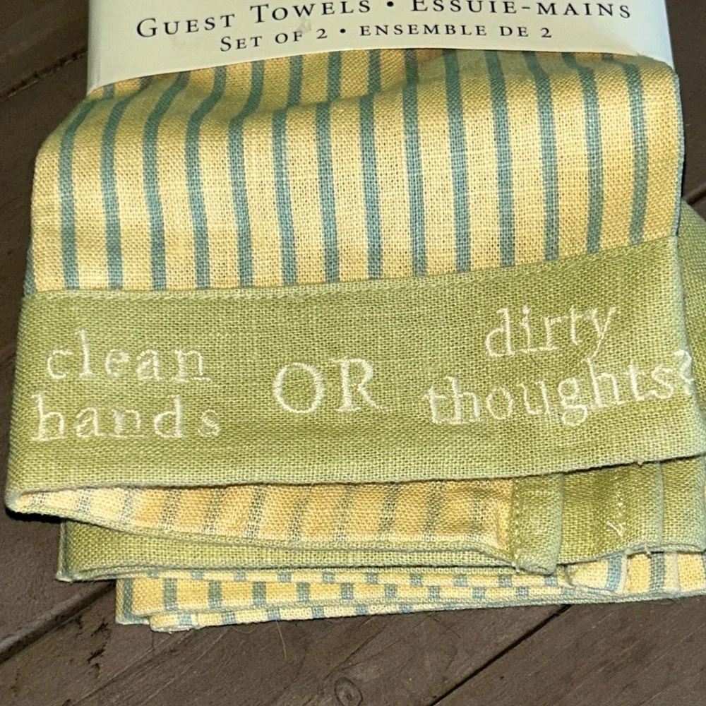 New Hallmark Signature Striped‎  Guest Towels Clean Hands Dirty Thoughts